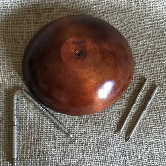Vintage Wood Nut Bowl with Tools Baribocraft - Picture 5 of 6